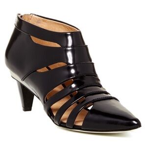 L.A.M.B. Caged Kitten Heel leather bootie black size 6.5